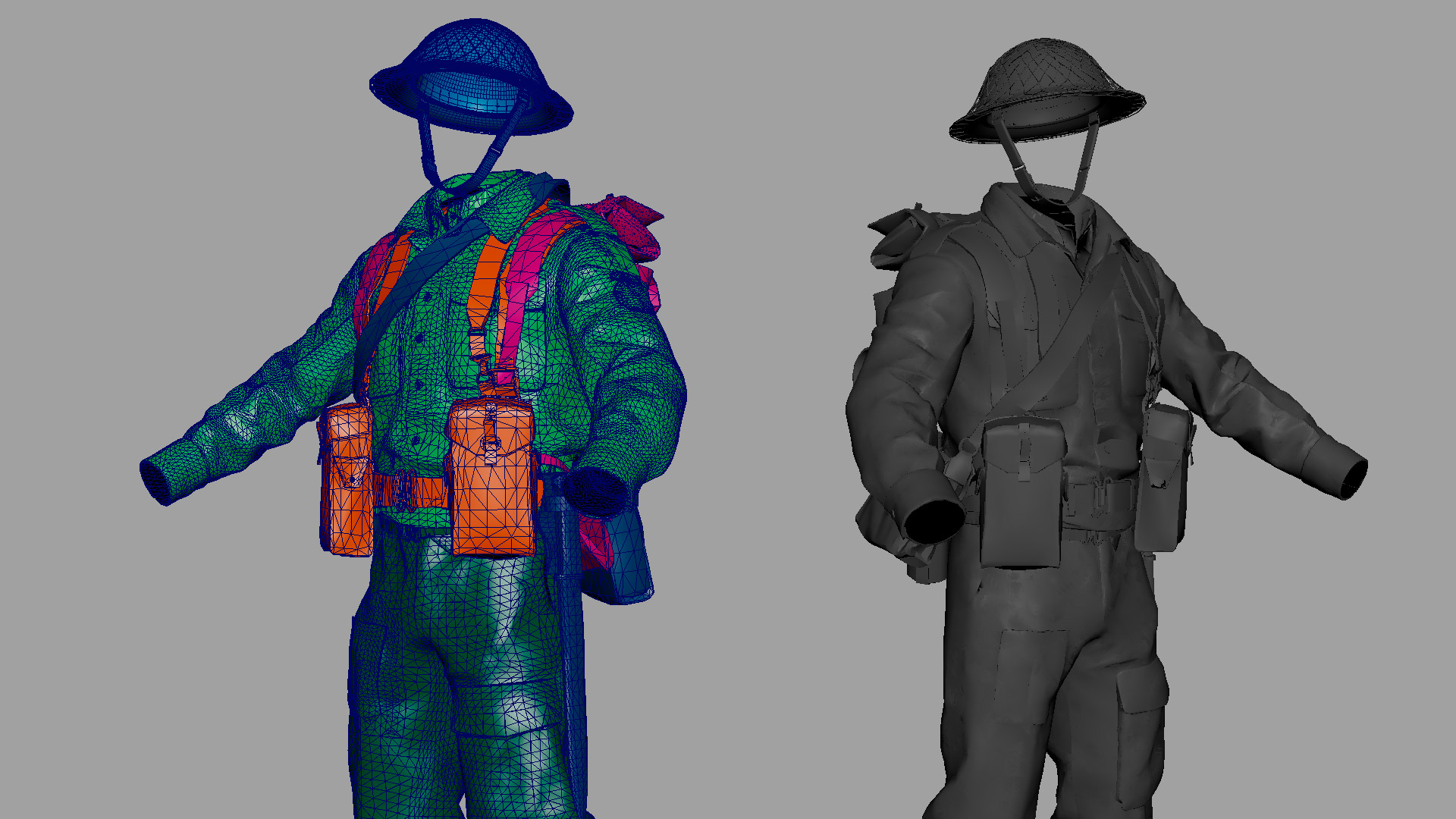 Reconstitution 3D de tenue de soldat Mailly le camp ©Supersolids